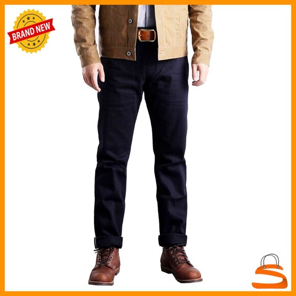 Men's Slim Fit Straight Leg Selvedge Denim Jeans Mid Rise 14oz Cotton